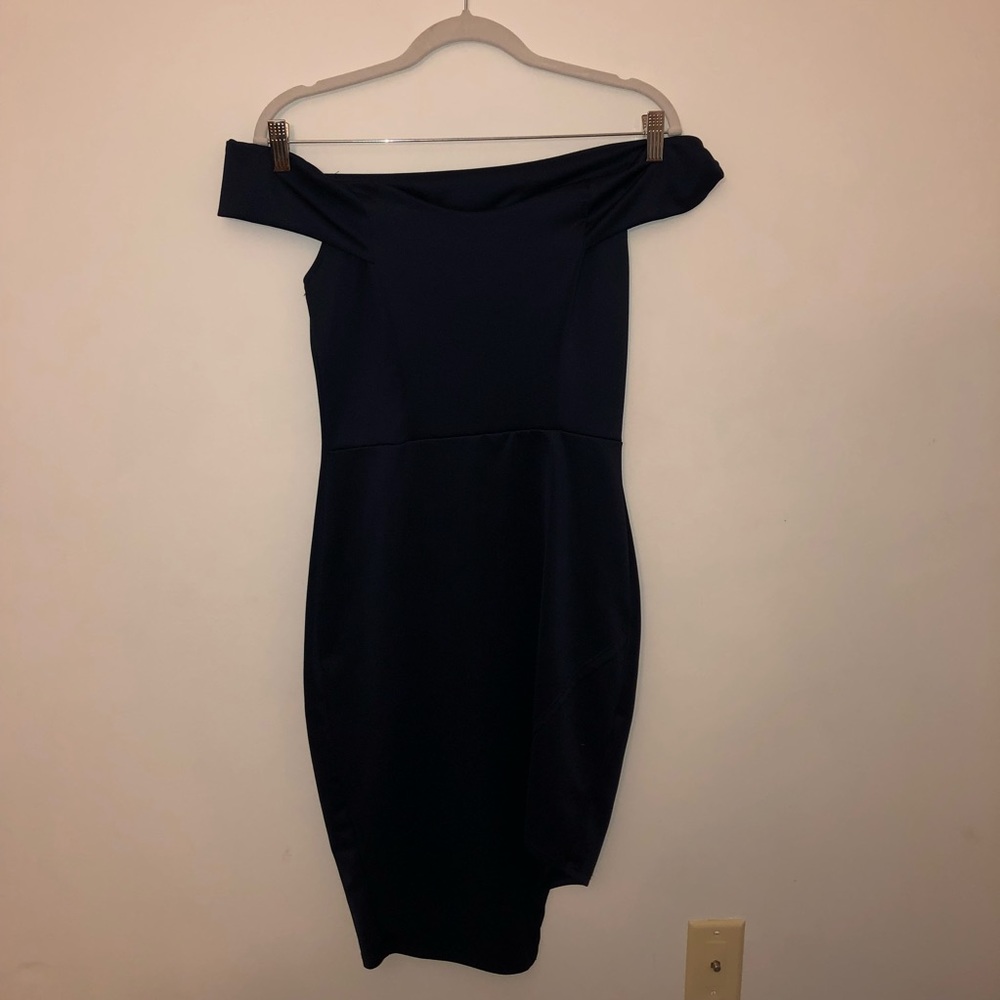 Charlotte Russe Navy Off the Shoulder Dress